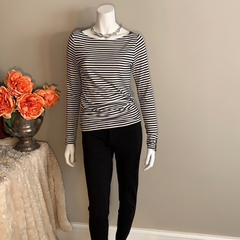 WHBM striped black, white, sparkle tunic XS